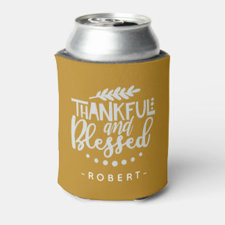 Thankful & Blessed Personalised Name Thanksgiving Can Cooler
