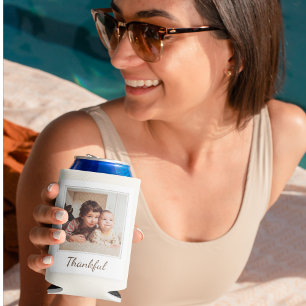 Thankful & Blessed Polaroid Photo Custom Gift Can Cooler
