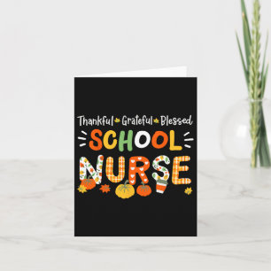 Thankful Blessed School Nurse Thanksgiving Rn Wome Card