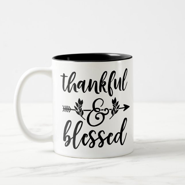Thankful & Blessed Two-Tone Coffee Mug (Left)