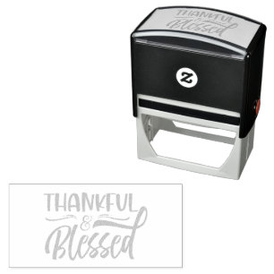 Thankful & Blessed Typography Self-inking Stamp