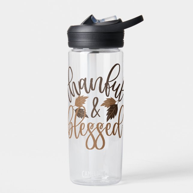 Thankful & Blessed Water Bottle (Left)