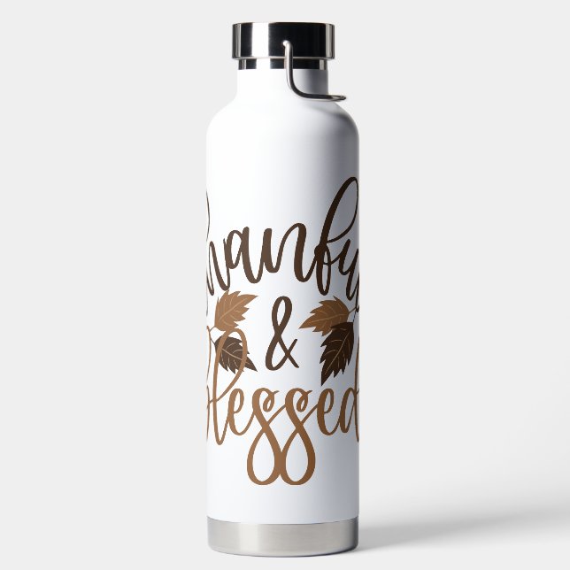 Thankful & Blessed Water Bottle (Left)