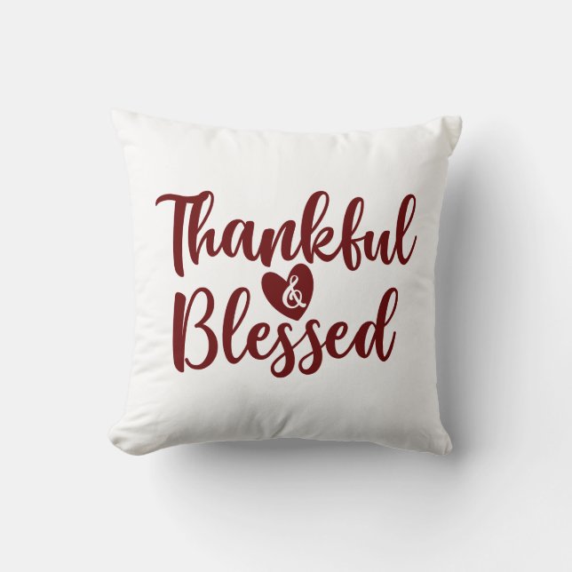 Thankful & Blessed with Heart Cushion (Front)