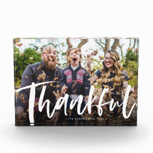 Thankful brush script fall decor photo block