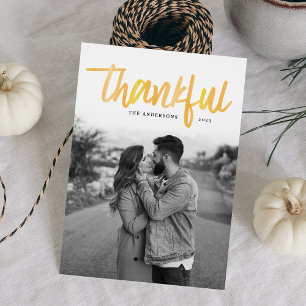 Thankful Brushed Thanksgiving Photo Card