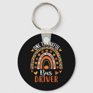 Thankful Bus Driver Thanksgiving Fall School Bus D Key Ring
