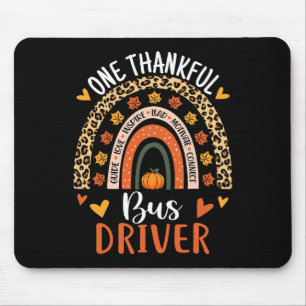 Thankful Bus Driver Thanksgiving Fall School Bus D Mouse Pad