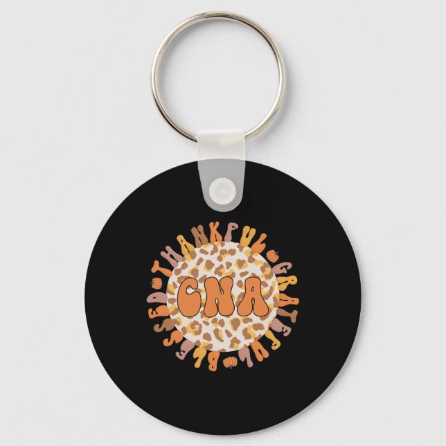 Thankful Certified Nursing Istant Thanksgiving Cna Key Ring (Front)