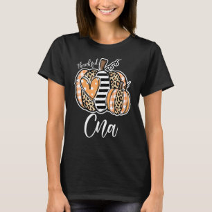 Thankful Cna Nurse Leopard Plaid Pumpkin Thanksgiv T-Shirt