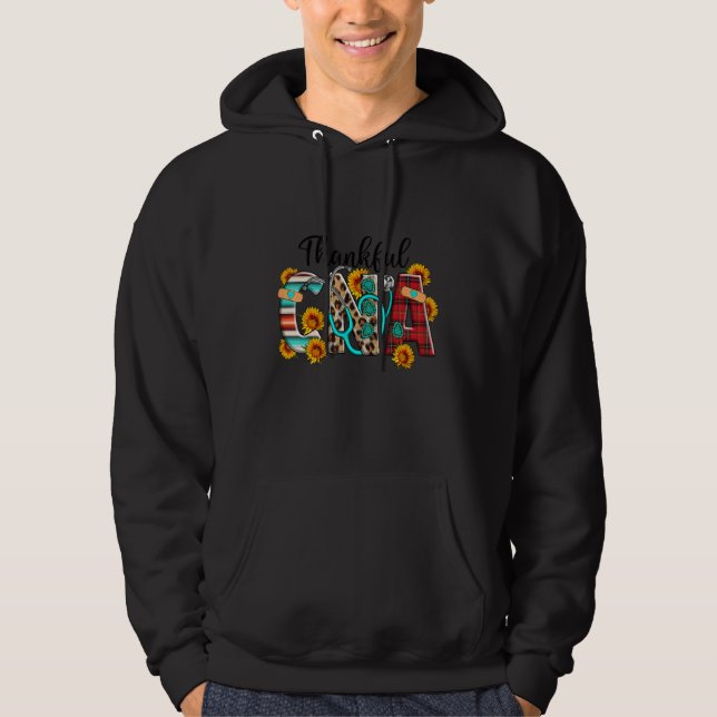 Thankful CNA Nurse Sunflowers Thanksgiving outfit  Hoodie (Front)