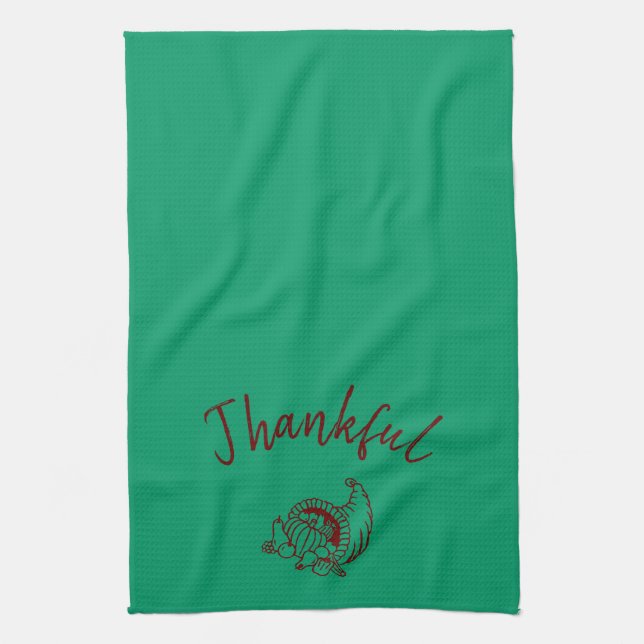 Thankful Cornucopia Kitchen Towel (Vertical)