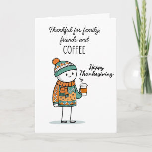 Thankful Doodle with Coffee - Happy Thanksgiving Card