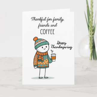 Thankful Doodle with Coffee - Happy Thanksgiving Card