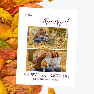 Thankful Elegant Happy thanksgiving family 2 photo Holiday Postcard