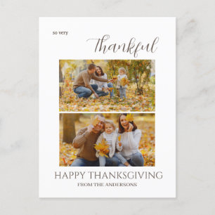 Thankful Elegant Happy thanksgiving family 2 photo Holiday Postcard