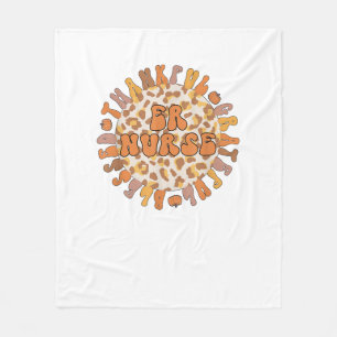 Thankful Emergency Nurse Thanksgiving ER Nurse Fleece Blanket