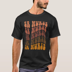 Thankful ER Nurse Autumn Nurse Retro Groovy Thanks T-Shirt
