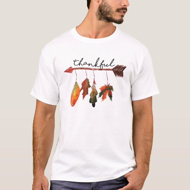 Thankful Fall Autumn Leaves Thanksgiving Men Women T-Shirt (Front)
