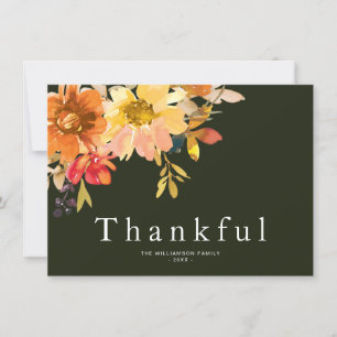 Thankful fall floral Happy Thanksgiving Card