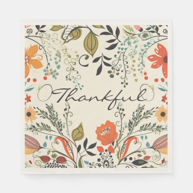 Thankful Fall Floral Napkin (Front)