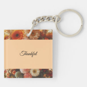 Thankful Fall Flowers Key Ring