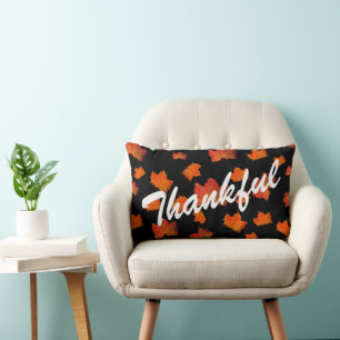 THANKFUL FALL LEAVES ELEGANT AUTUMN LEAF NATURE  LUMBAR CUSHION