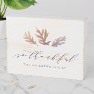 Thankful fall leaves personalised wooden box sign