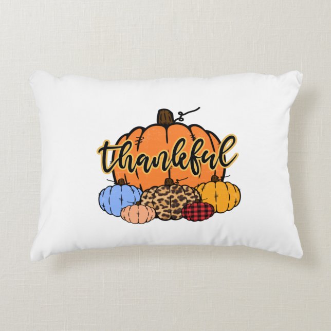 Thankful Fall Pumpkins Design Decorative Cushion (Front)
