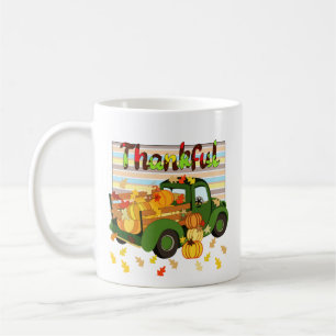 Thankful - Fall Truck Pumpkins Thanksgiving Leaves Coffee Mug
