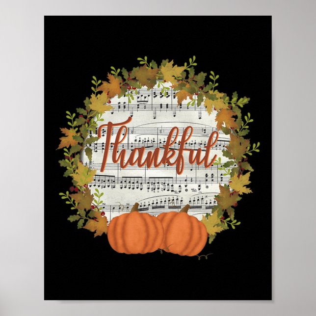 Thankful Fall Wreath with Music  Poster (Front)