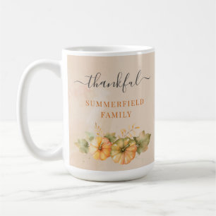Thankful Family Fall Pumpkin Thanksgiving Custom Coffee Mug