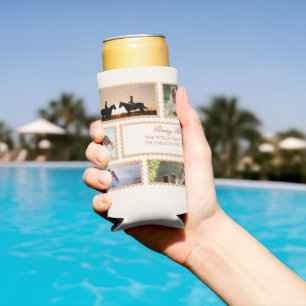 Thankful Family Thanksgiving Photo Collage Party Seltzer Can Cooler