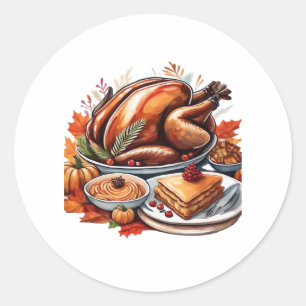 Thankful & Fly Turkey – Colorful Urban Cartoon Ove Classic Round Sticker