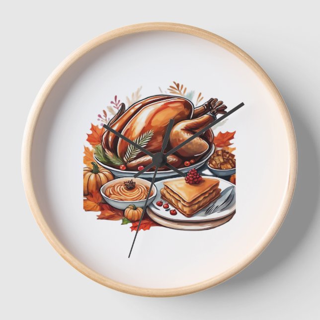 Thankful & Fly Turkey – Colourful Urban Cartoon Ov Clock (Front)