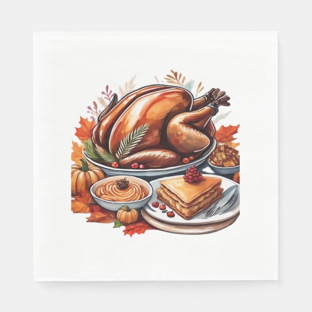 Thankful & Fly Turkey – Colourful Urban Cartoon Ov Napkin (Front)