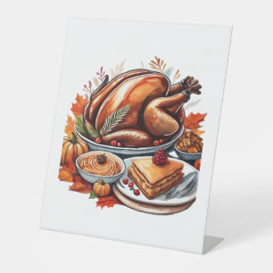 Thankful & Fly Turkey – Colourful Urban Cartoon Ov Pedestal Sign