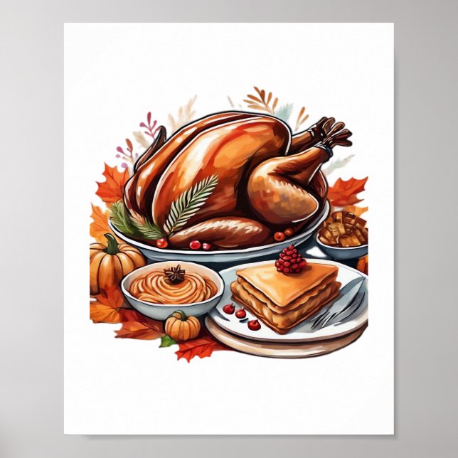 Thankful & Fly Turkey – Colourful Urban Cartoon Ov Poster (Front)