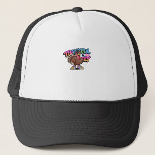 Thankful & Fly Turkey � Colourful Urban Cartoon Ov Trucker Hat