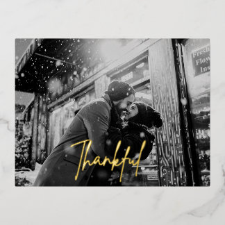 Thankful Foil Picture Holiday Post Card