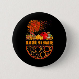 Thankful For Bowling Ball Pumpkins Fall Tree Thank 6 Cm Round Badge