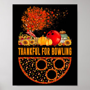 Thankful For Bowling Ball Pumpkins Fall Tree Thank Poster