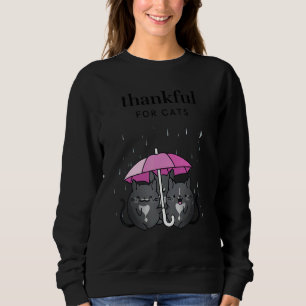 Thankful for Cats Women's Thanksgiving Tuxedo Cat Sweatshirt
