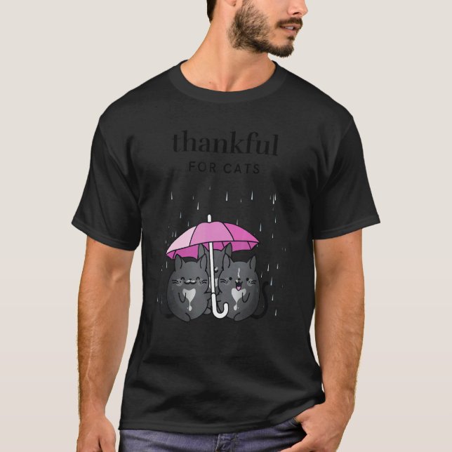 Thankful for Cats Women's Thanksgiving Tuxedo Cat  T-Shirt (Front)