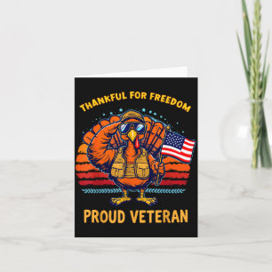Thankful For Dom Proud Veteran Patriotic Thanksgiv Card