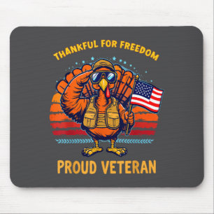Thankful For Dom Proud Veteran Patriotic Thanksgiv Mouse Pad