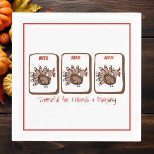 Thankful for Friends Friendsgiving Turkey Mahjong Napkin