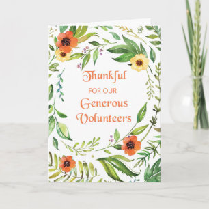 Thankful for Generous Volunteers Thanksgiving Card