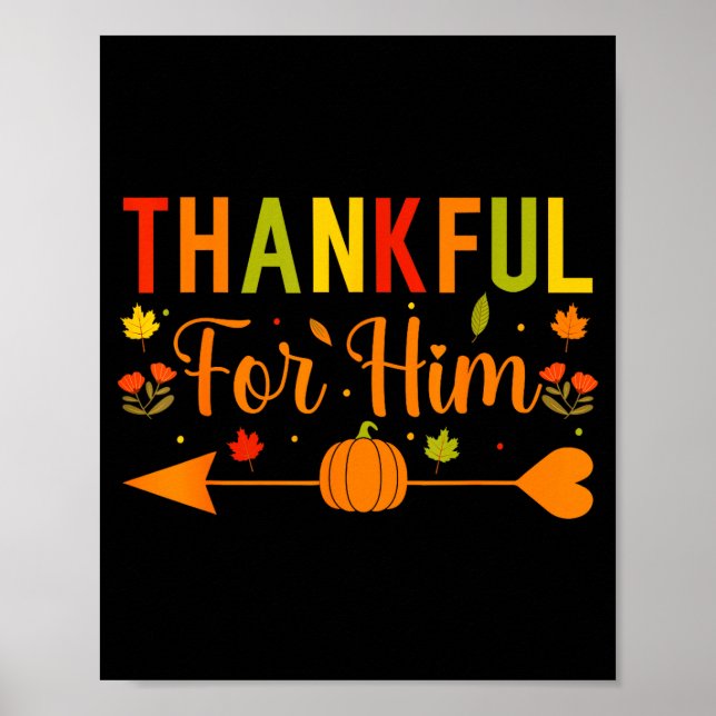 Thankful For Him Couples Fall Matching Couple Than Poster (Front)