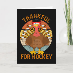 Thankful For Hockey Thanksgiving Funny Turkey Ice Card